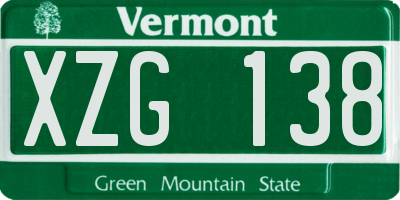VT license plate XZG138