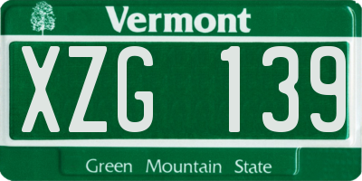 VT license plate XZG139