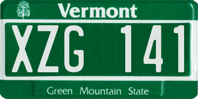 VT license plate XZG141