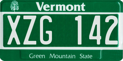 VT license plate XZG142
