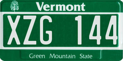 VT license plate XZG144