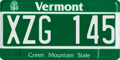 VT license plate XZG145