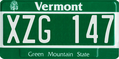 VT license plate XZG147