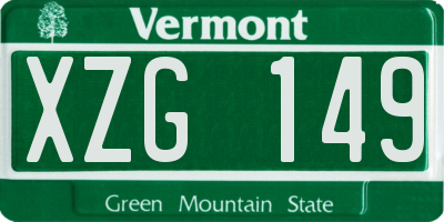 VT license plate XZG149