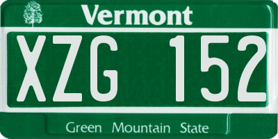 VT license plate XZG152