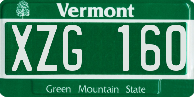 VT license plate XZG160