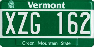 VT license plate XZG162