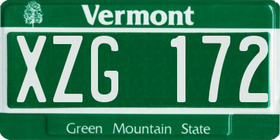 VT license plate XZG172