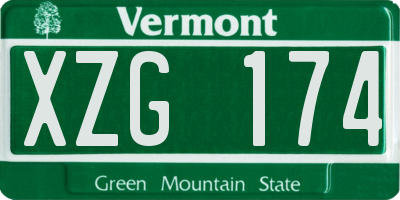 VT license plate XZG174