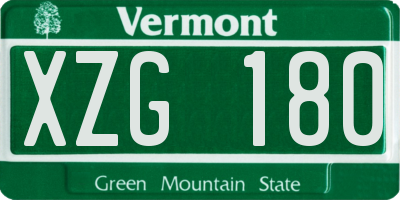 VT license plate XZG180