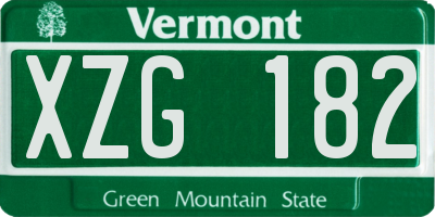 VT license plate XZG182