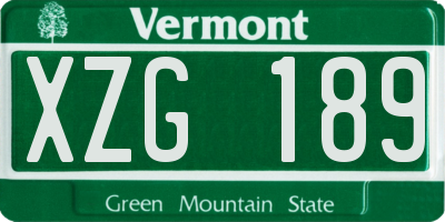 VT license plate XZG189