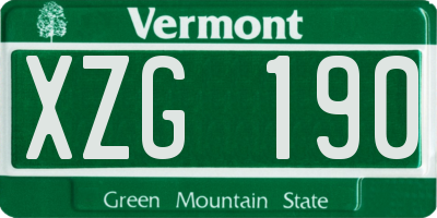 VT license plate XZG190