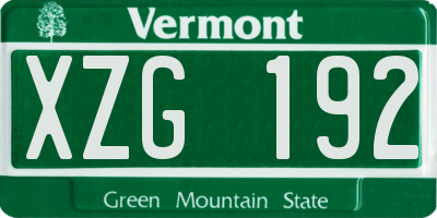 VT license plate XZG192
