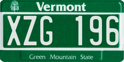 VT license plate XZG196