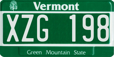 VT license plate XZG198