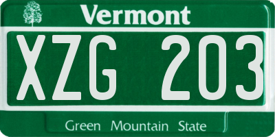 VT license plate XZG203
