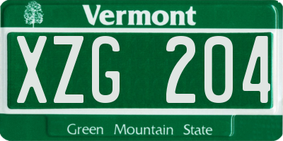 VT license plate XZG204
