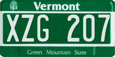 VT license plate XZG207