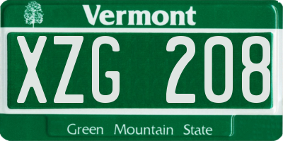 VT license plate XZG208