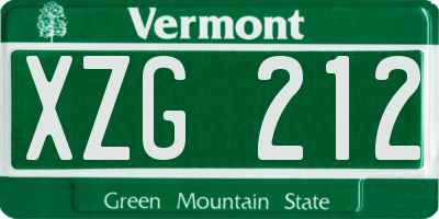 VT license plate XZG212