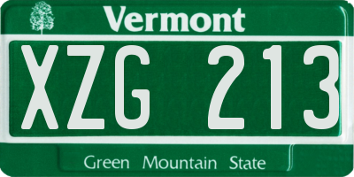 VT license plate XZG213