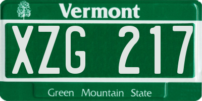 VT license plate XZG217