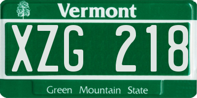 VT license plate XZG218