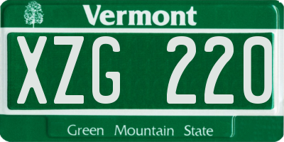 VT license plate XZG220