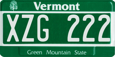 VT license plate XZG222
