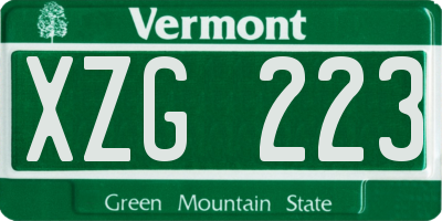 VT license plate XZG223