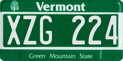 VT license plate XZG224
