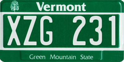 VT license plate XZG231