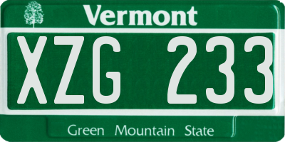VT license plate XZG233