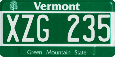 VT license plate XZG235