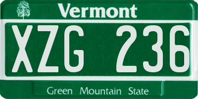 VT license plate XZG236