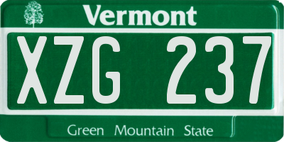 VT license plate XZG237