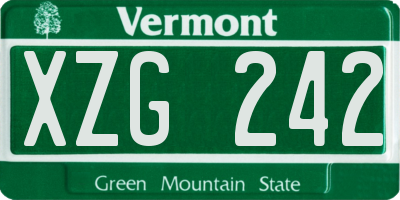 VT license plate XZG242