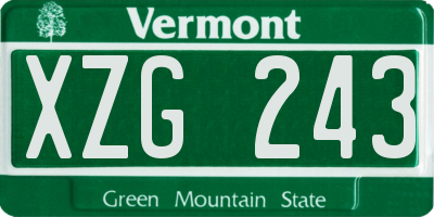 VT license plate XZG243