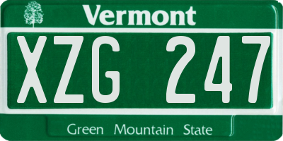 VT license plate XZG247