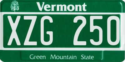VT license plate XZG250