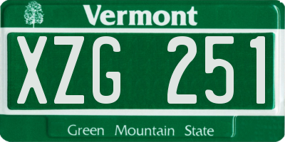 VT license plate XZG251