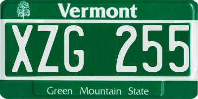 VT license plate XZG255