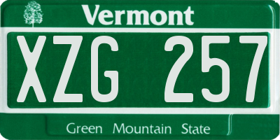 VT license plate XZG257