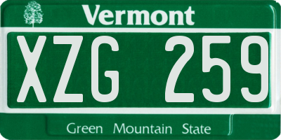 VT license plate XZG259
