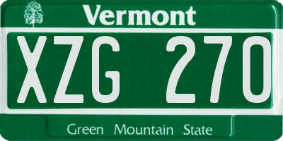 VT license plate XZG270