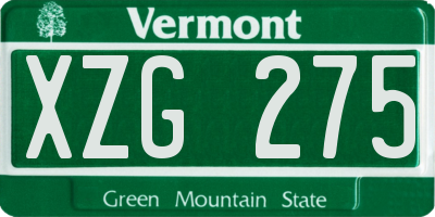 VT license plate XZG275