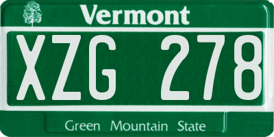 VT license plate XZG278