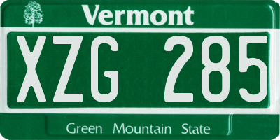 VT license plate XZG285