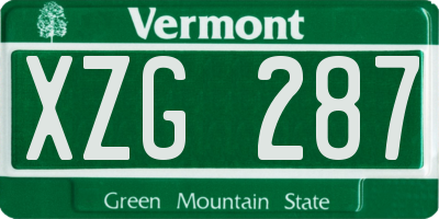 VT license plate XZG287